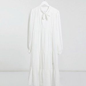 Topshop Maternity tiered midi dress in ivory